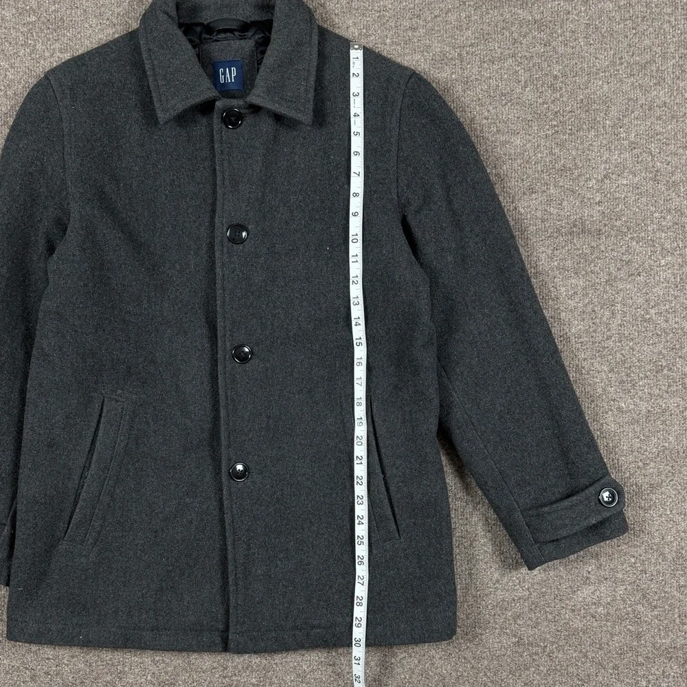 Gap Grey Wool Blend Single Breasted Short Overcoat Mens Small Preppy Quilt Lined